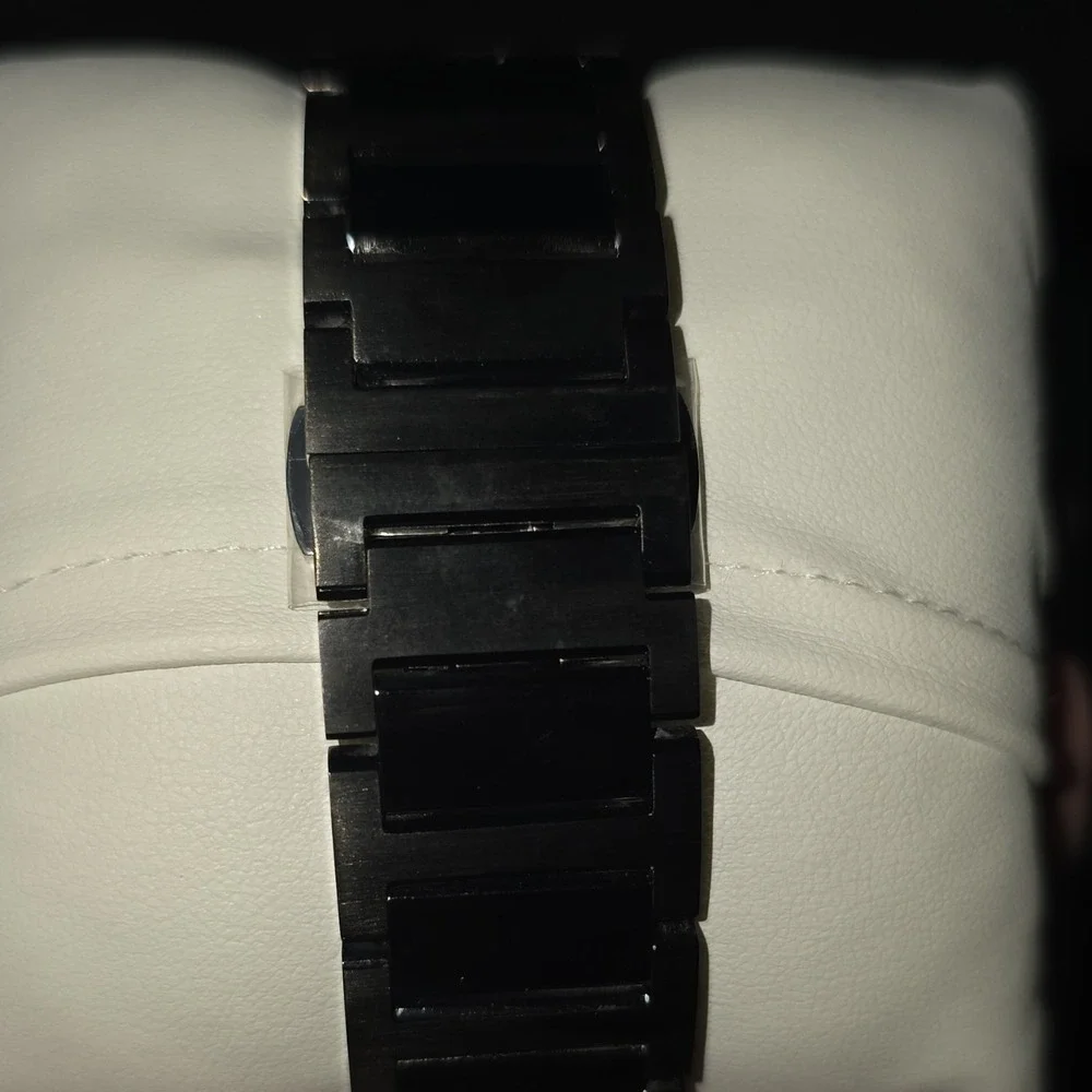 Movado Bold Black Metal Bracelet Analog Wristwatch Date Indicator w/Original Box